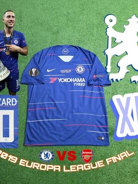 Nike Chelsea FC Eden Hazard #10 2019 Europa League Final Soccer Jersey Men's XL